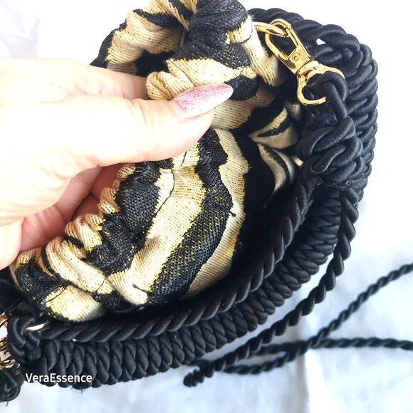 Versatile Hippie Hobo Cylindrical Black Bag Woven Cotton Boho Bucket Sack India - Picture 4 of 7